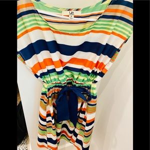 Ya Los Angeles‎ Women Striped Cinched Waist Dress Multi Color Size S